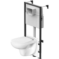 Комплект унитаза с инсталляцией Damixa Willow DX15.IS30251.1700 с сиденьем Микролифт и клавишей смыва Хром глянцевый фарфор подвесной