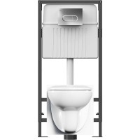 Комплект унитаза с инсталляцией Damixa Willow DX15.IS30251.1700 с сиденьем Микролифт и клавишей смыва Хром глянцевый фарфор подвесной