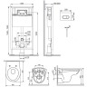Комплект унитаза с инсталляцией Damixa Willow DX15.IS30251.1700 с сиденьем Микролифт и клавишей смыва Хром глянцевый фарфор подвесной