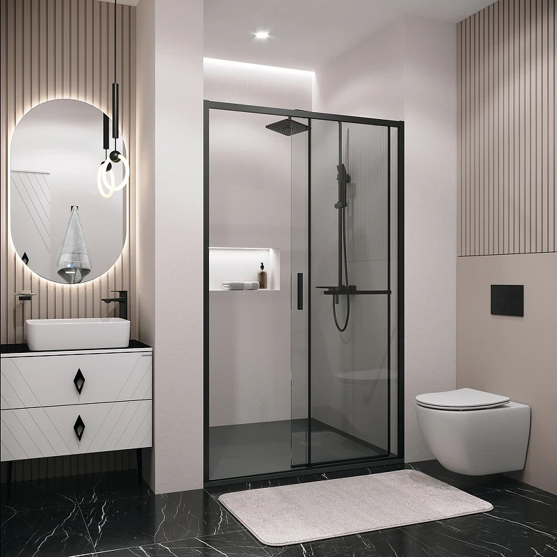 Душевая дверь Grossman Style 110 100.K33.05.110.21.00 профиль Черный матовый стекло прозрачное