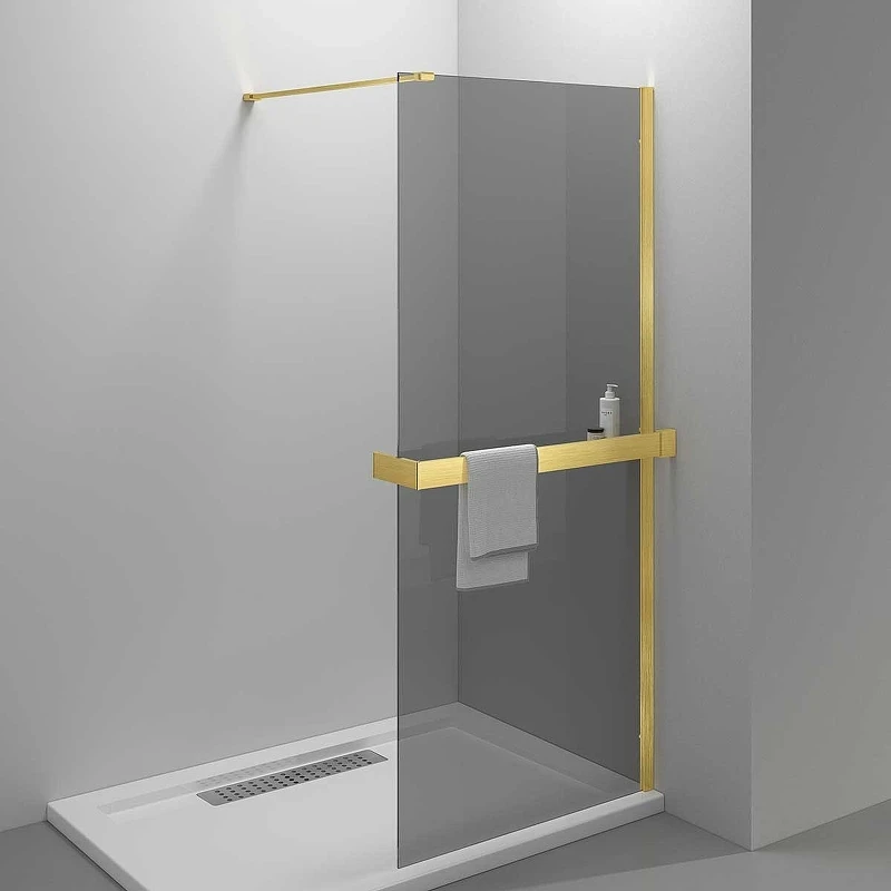 Душевая перегородка Vincea Walk-In HR 90 VSW-4HR900CGG профиль Брашированное золото стекло тонированное