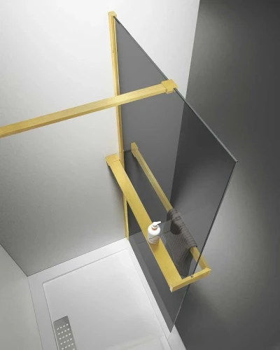 Душевая перегородка Vincea Walk-In HR 90 VSW-4HR900CGG профиль Брашированное золото стекло тонированное