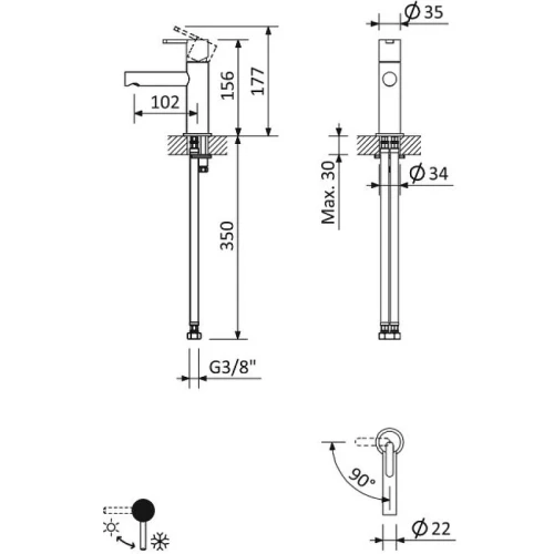 Смеситель для раковины Cezares LEAF-LSM1-01-W0