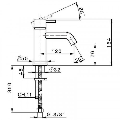 Смеситель для раковины Cisal Less New LN00054040 Черный матовый
