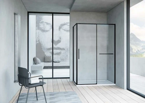 Душевой уголок Vincea Slim Soft 120х80 VSR-1SS8012CLB профиль Черный стекло прозрачное
