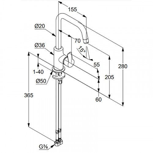 Смеситель для раковины Kludi Pure Easy 370240565 Хром латунь