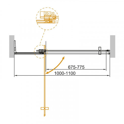 Душевая дверь Cezares Slider 110 SLIDER-B-1-100/110-GRIGIO-Cr профиль Хром стекло тонированное