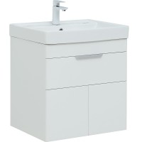 Тумба с раковиной Aquanet Ирис new 60 312425 подвесная Белый глянец МДФ / ЛДСП
