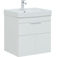 Тумба с раковиной Aquanet Ирис new 60 312425 подвесная Белый глянец МДФ / ЛДСП