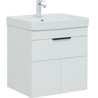 Тумба с раковиной Aquanet Ирис new 60 312425 подвесная Белый глянец МДФ / ЛДСП
