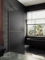 Душевая перегородка Maybah Glass MGD-736-2ш 890х1950 в широком профиле с полотенцедержателем Бронза стекло графитовое матовое