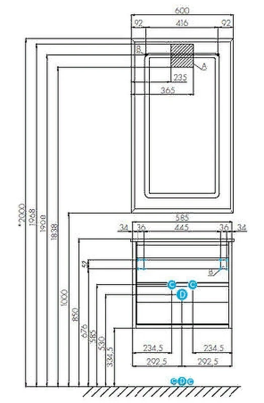 Тумба под раковину Aquaton Римини 60 1A226601RN010 подвесная Белый глянец МДФ / ЛДСП