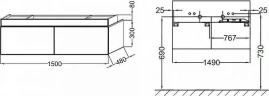 Тумба под раковину Jacob Delafon Terrace 150 EB1189-M61 цвет Черный матовый