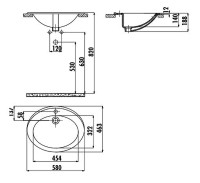 Раковина Creavit 58 TP230-00CB00E-0000 Белая фарфор полувстраиваемая