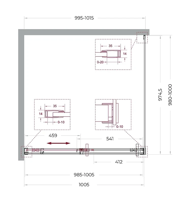 Душевой уголок BelBagno Soft Close-1 100x100 SOFT_CLOSE-1-A-1-100-C-GM профиль Оружейная сталь стекло прозрачное