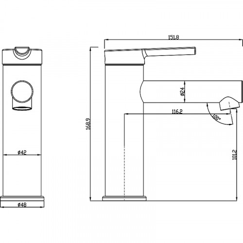 Смеситель для раковины Swedbe Diana 1010B Черный матовый латунь