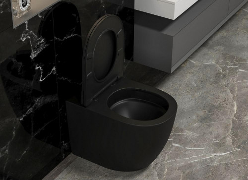 Унитаз Abber Bequem AC1111TMB приставной Черный матовый с сиденьем Микролифт