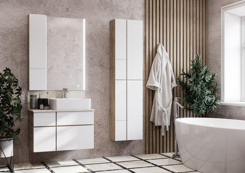 Подвесной шкаф Aquaton Мишель 43 1A243903MIX40 Дуб эндгрейн Белый МДФ / ЛДСП