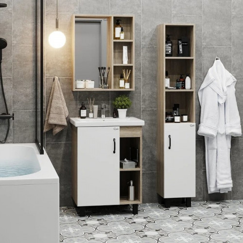 Шкаф пенал Onika Тимбер 30.01 403066 Белый матовый Дуб сонома МДФ / ЛДСП