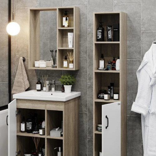 Шкаф пенал Onika Тимбер 30.01 403066 Белый матовый Дуб сонома МДФ / ЛДСП