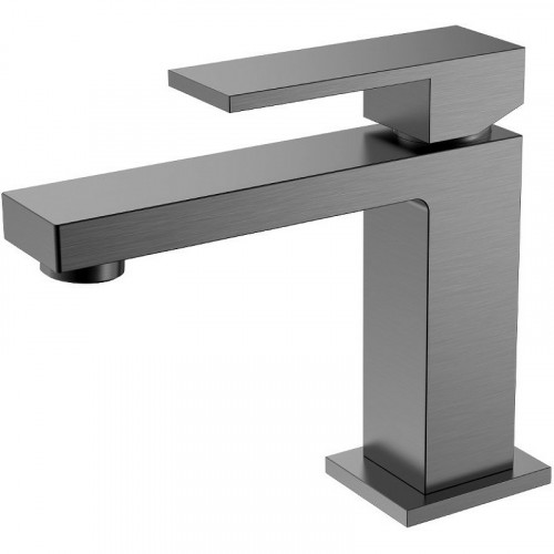 Смеситель для раковины Boheme Qubic 471-GM Оружейная сталь матовая латунь