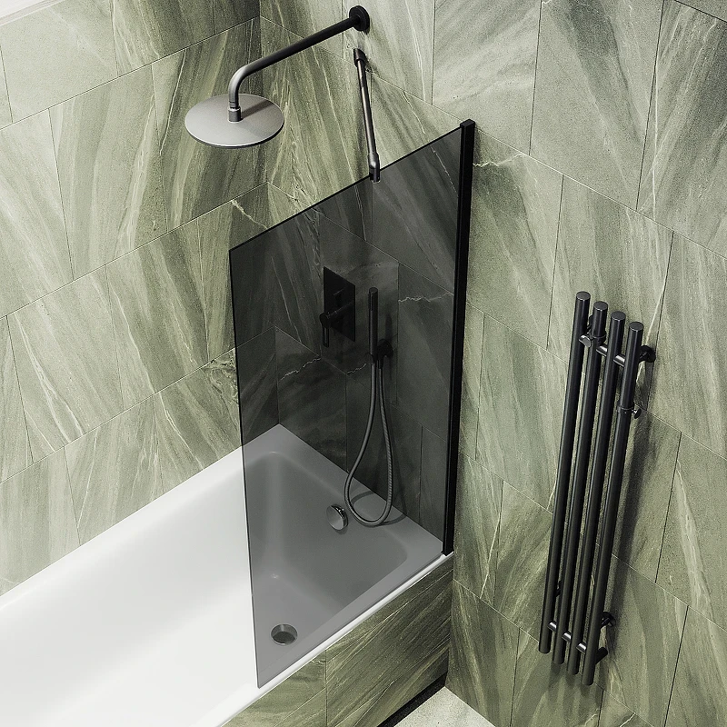 Шторка на ванну Maybah Glass MGV-79-6ш 500x1400 в широком профиле Черный стекло графитовое