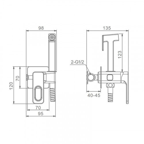 Гигиенический душ со смесителем Raglo R51.52.09 цвет Графит матовый