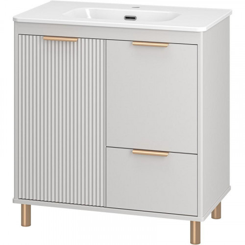 Тумба с раковиной Brevita Risacca Crema 80 УТ000025680 Серая матовая