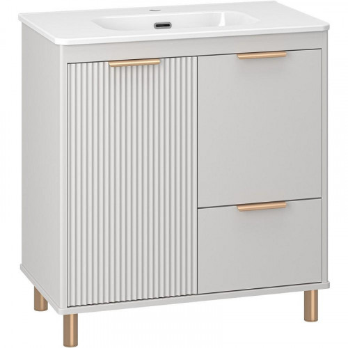 Тумба с раковиной Brevita Risacca Crema 80 УТ000025680 Серая матовая