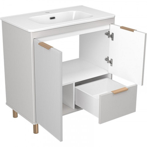 Тумба с раковиной Brevita Risacca Crema 80 УТ000025680 Серая матовая