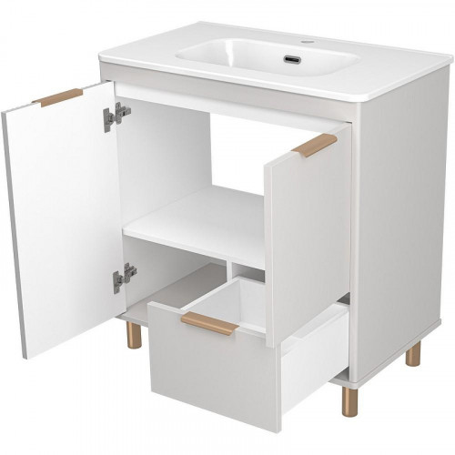 Тумба с раковиной Brevita Risacca Crema 80 УТ000025680 Серая матовая