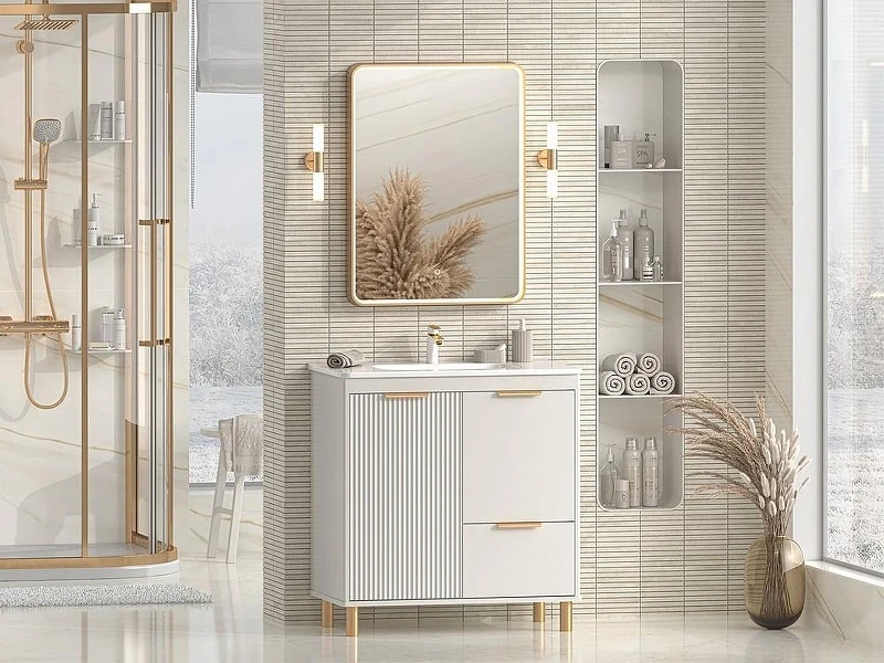 Тумба с раковиной Brevita Risacca Crema 80 УТ000025680 Серая матовая