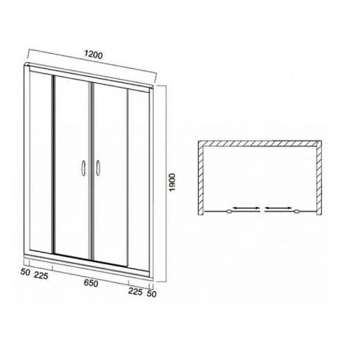 Душевая дверь AM.PM Bliss L 120 W55S-1202190MT профиль Хром матовый стекло прозрачное