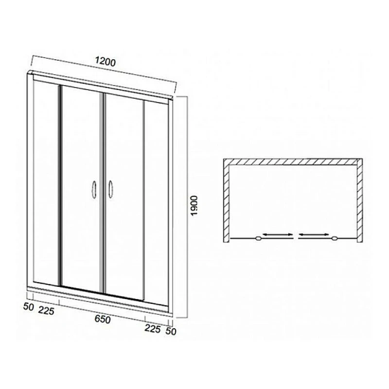 Душевая дверь AM.PM Bliss L 120 W55S-1202190MT профиль Хром матовый стекло прозрачное