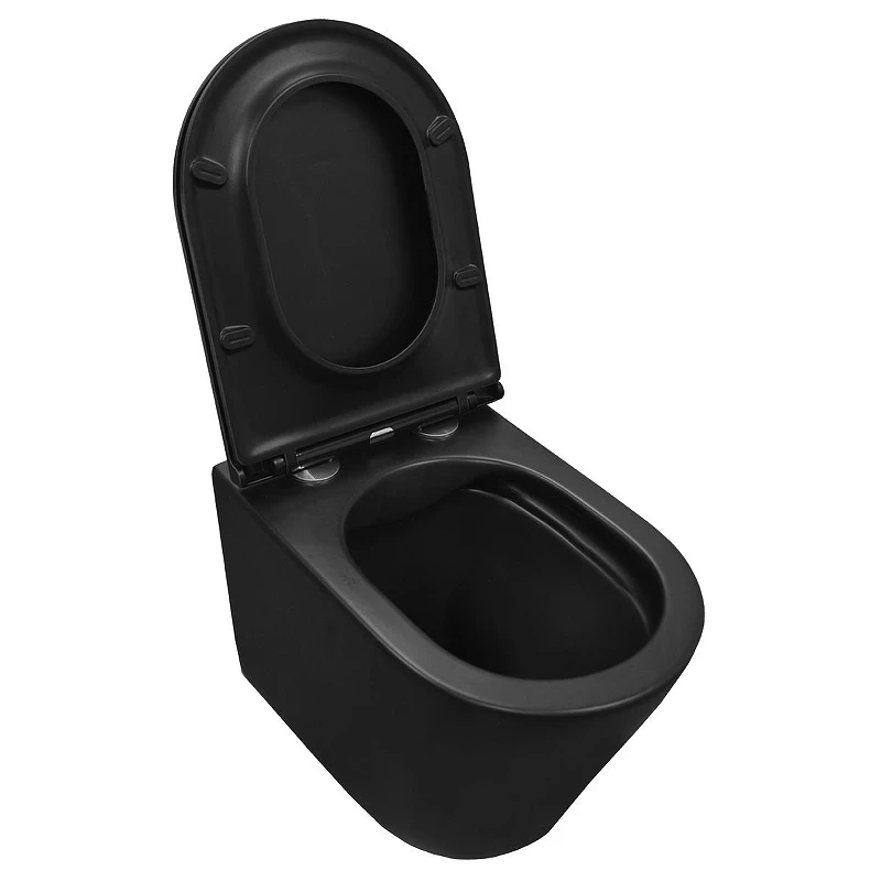 Унитаз подвесной Azario Teramo AZ -053E-R-MB/ AZ-0053-MB цвет Черный матовый с сиденьем Микролифт