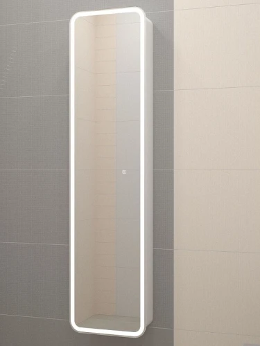 Шкаф пенал Art&Max Platino AM-Pla-400-1600-1D-R-L-DS-F с сенсорным выключателем Белый МДФ / ЛДСП, стекло