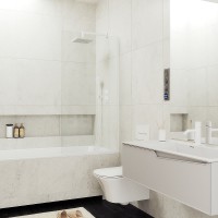 Шторка на ванну Maybah Glass MGV-65-1у 900x1400 в узком профиле Белый стекло прозрачное