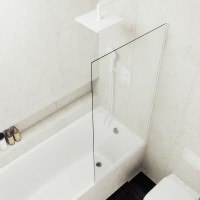 Шторка на ванну Maybah Glass MGV-65-1у 900x1400 в узком профиле Белый стекло прозрачное
