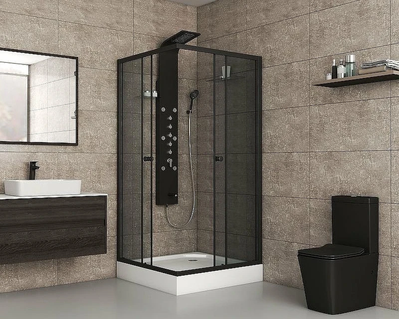Душевой уголок Niagara Eco 100х80 NG-018-14QT профиль Черный стекло тонированное