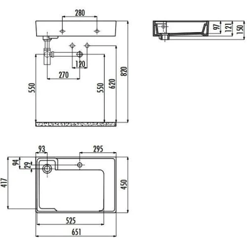 Раковина Creavit Arya 65 AR065-00CB00E-0000 Белая фарфор подвесная, накладная