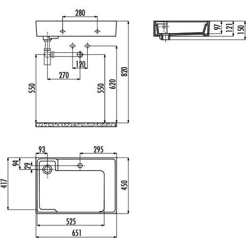 Раковина Creavit Arya 65 AR065-00CB00E-0000 Белая фарфор подвесная, накладная