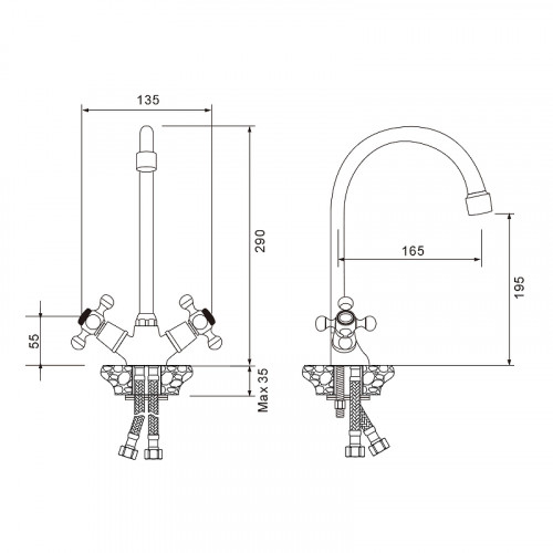 Смеситель для кухни WesnaArt Rassvet RAS02-110 Хром