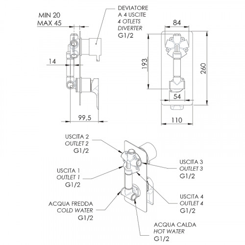 Смеситель для душа Remer Infinity I94 Хром латунь встраиваемый