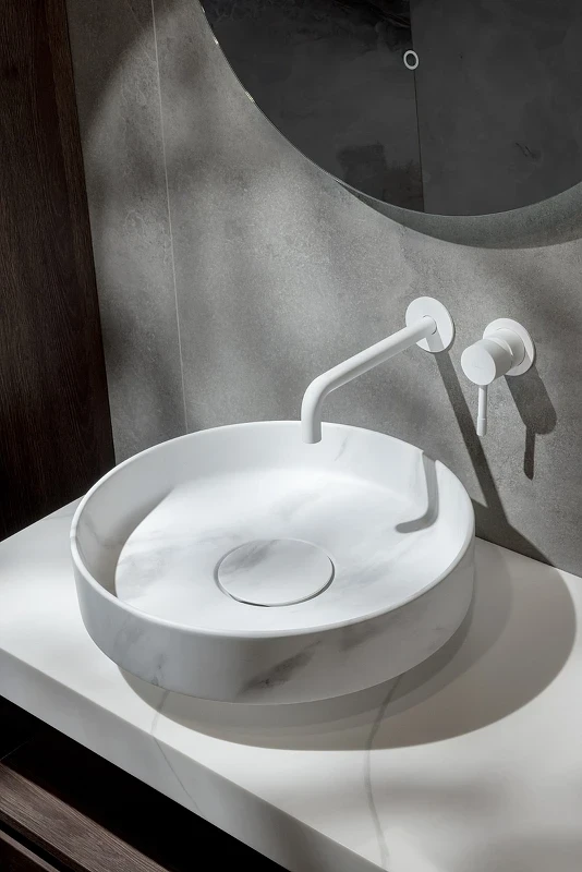 Раковина-чаша Boheme Corian 40 801-CLCT Calacatta искусственный камень (литьевой мрамор) накладная