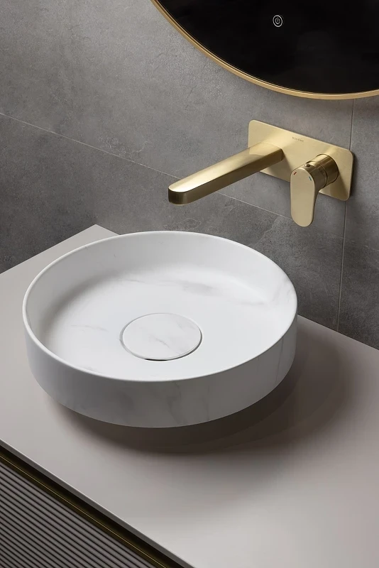 Раковина-чаша Boheme Corian 40 801-CLCT Calacatta искусственный камень (литьевой мрамор) накладная