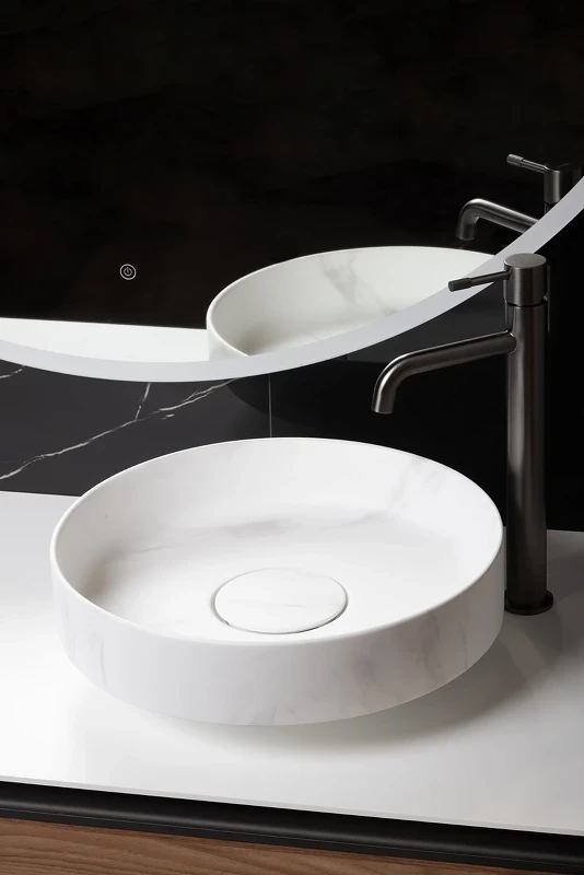 Раковина-чаша Boheme Corian 40 801-CLCT Calacatta искусственный камень (литьевой мрамор) накладная