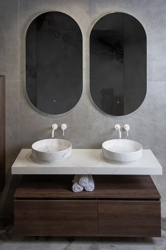 Раковина-чаша Boheme Corian 40 801-CLCT Calacatta искусственный камень (литьевой мрамор) накладная