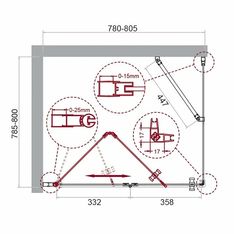 Душевой уголок BelBagno Albano 80х80 ALBANO-AS-1-80-C-Cr профиль Хром стекло прозрачное