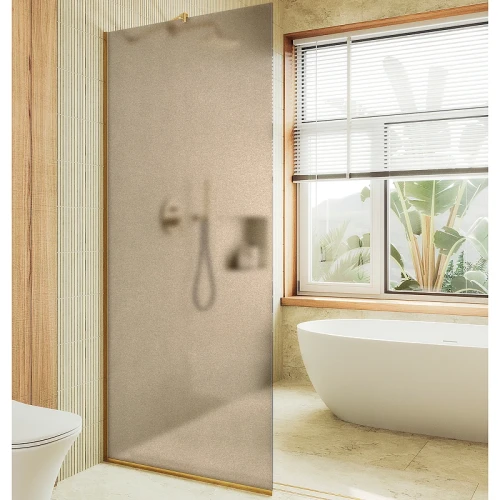 Душевая перегородка Maybah Glass MGD-679-3у 1090x1950 в узком профиле Золото стекло бронзовое матовое