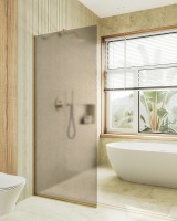 Душевая перегородка Maybah Glass MGD-679-3у 1090x1950 в узком профиле Золото стекло бронзовое матовое